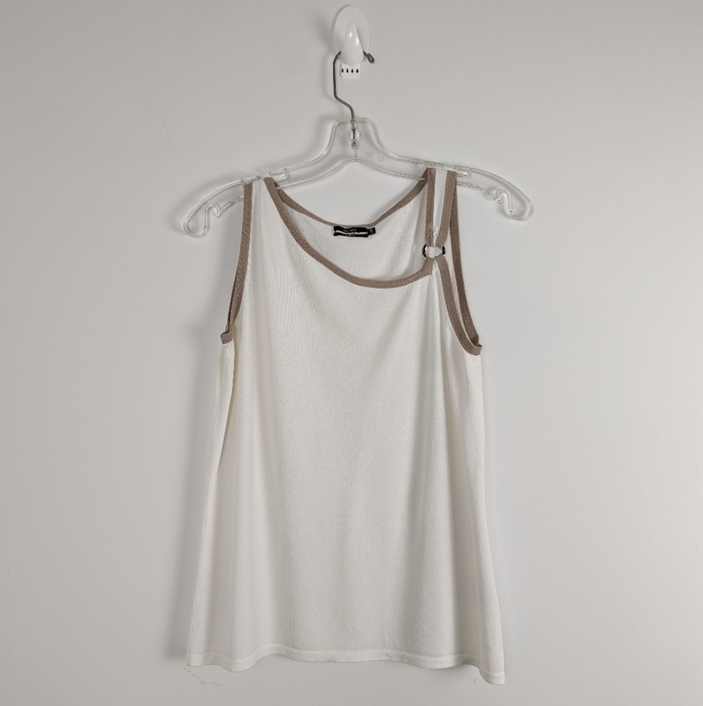 Women's Franco Valeri Petite Sleeveless Tank Top with Contrast Trim Size L
